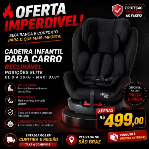 Cadeira Infantil para Carro Reclinável 4 Posições Elite de 0 a 36kg - Maxi Baby