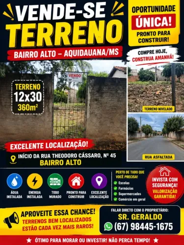 Ótima oportunidade terreno 12x30 - Aquidauana/MS