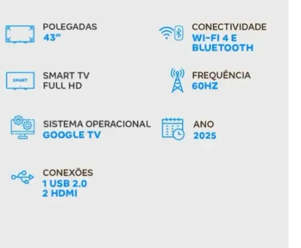 Smart TV 32 polegadas, Full HD.