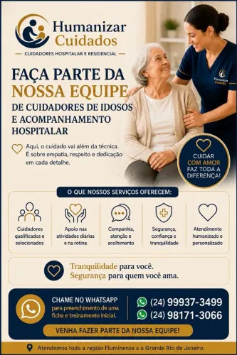Vc é Cuidadora de idosos? Venha fazer parte da nossa quiser.
