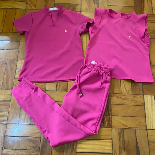 kit scrubs pijamas cirúrgico dra charm rosa pink