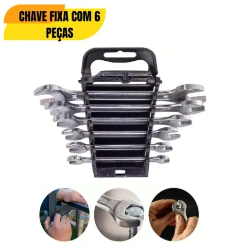Jogo de Chave de Boca Fixa com 6 Peças 8 a 19mm 