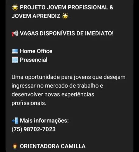 Vagas abertas!!!