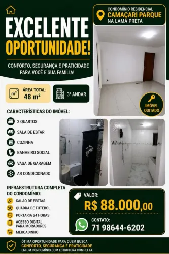 Apartamento Condominio Camaçari Parque na Lama Preta 