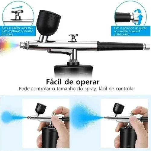 aerografo injetor de oxigênio recarregavel compressor de ar cor preto