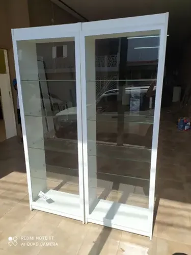 PRATELEIRAS DE VIDRO COM VITRINE MDF BRANCA