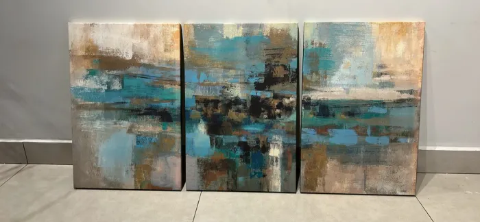 Tríptico Abstrato Moderno - Decoração de Parede 60x40 cada peça