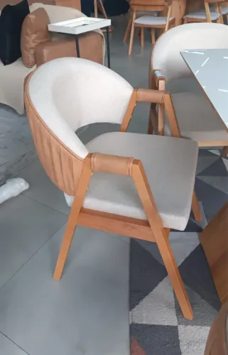 Cadeira Poltrona Linho com Corino NOVO