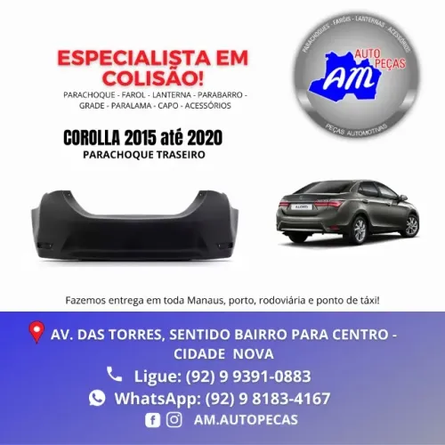 parachoque traseiro corolla 2015/20