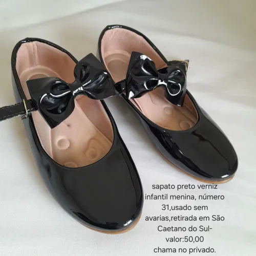 Sapatilha Infantil Menina Verniz Preto N° 31