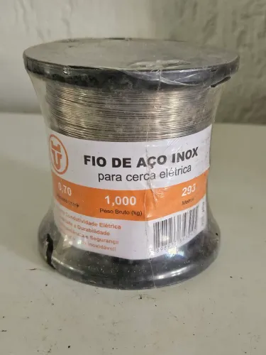 Rolo de Fio de Aço Inox para Cerca Elétrica - 0,70mm - 1kg - 293 Metros - FECHADO LACRADO!