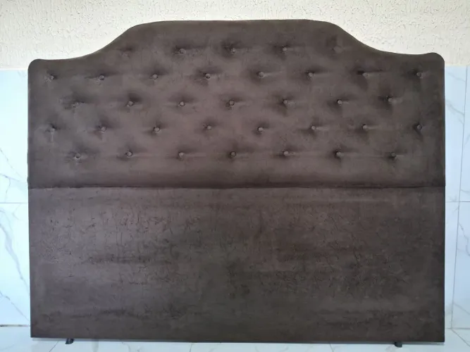 Cabeceira de Cama Queen Size em Suede Marrom