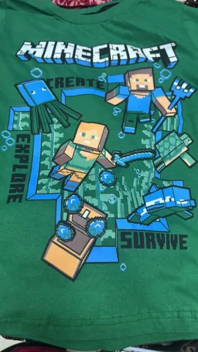 Camiseta Minecraft- Verde - Tamanho 10 e 12