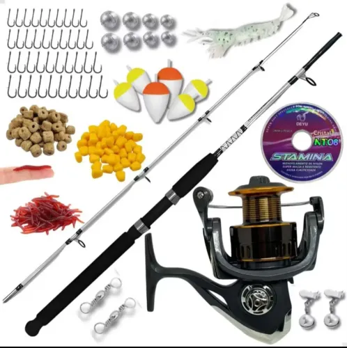 Kit Completo de Pesca Esportiva - Vara, Molinete e Acessórios