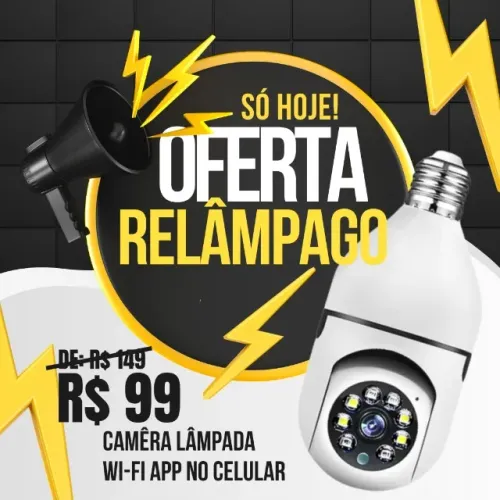 Câmera Lâmpada 360° Wifi Com Visao Noturna e Microfone