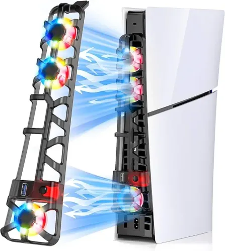 PS5 Cooling Fan with LED Light, PS5 Accessories Cooler Fan for PlayStation 5 Digita