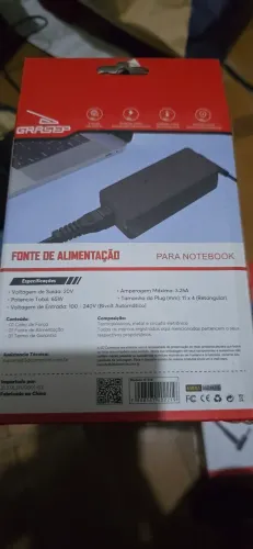 Fonte Carregador Notebook 20V 3.25A - Novo