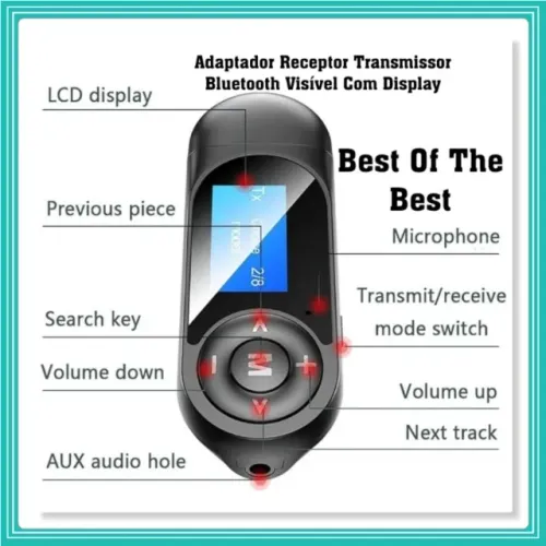 Adaptador Receptor Transmissor Bluetooth Visível Com Display
