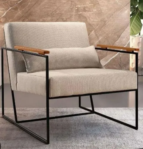 2 poltronas em aço  carbono  e linho 