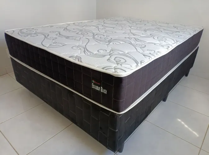 Cama Box Casal Scalíbur Black - Novo pronta entrega molas ensacadas