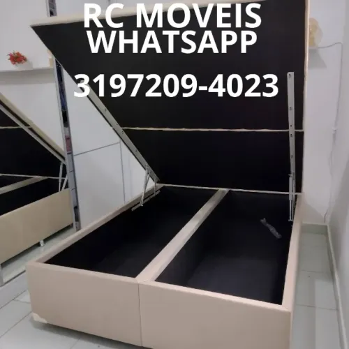 Cama Box Baú Casal Bipartido 1.38x1.88 - Baú Blindado com Pistão a Gás
