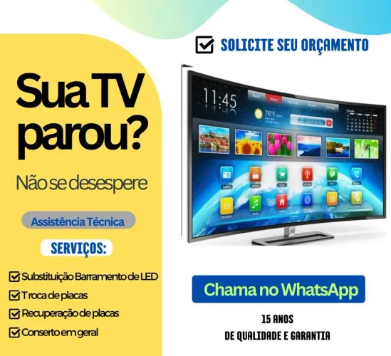TVs | Conserto | Televisor | Air Fryer | Micro-ondas | Caixas Som Bluetooth