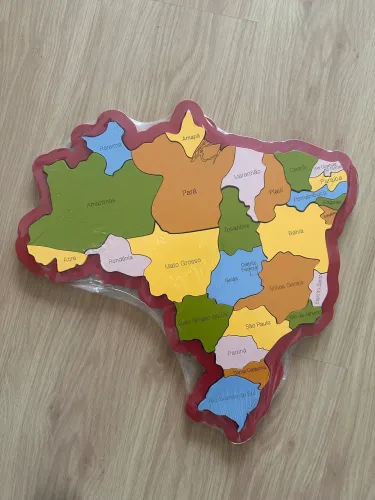 Quebra-cabeça De Madeira Mapa Brasil Newart Regiões Estados