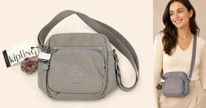 Bolsa Kipling Bon Original - Cloudy Grey - Nova com Etiqueta
