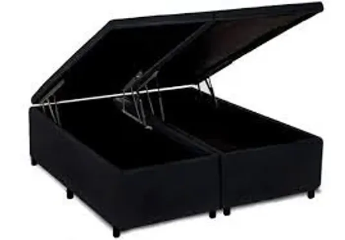 Base Box Baú King Bipartido Blindado Preta - Entrega Rápida!