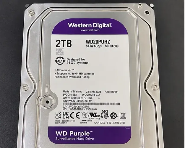 HD WD Purple 2TB SATA 3.5 Seminovo - Perfeito Estado