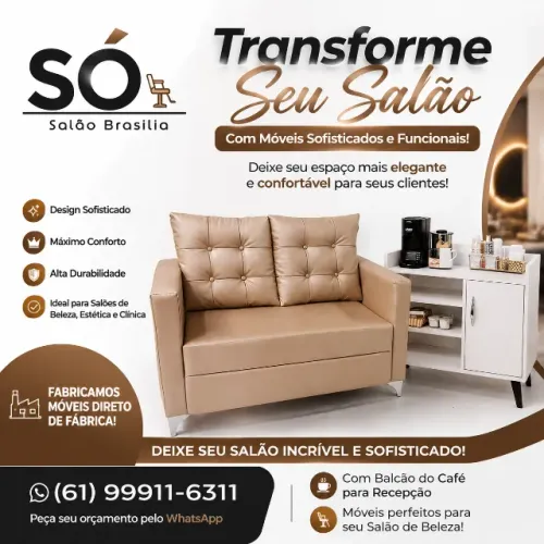 Poltrona Recepção Thayná 2 Lugares + Balcão Café para Recepção