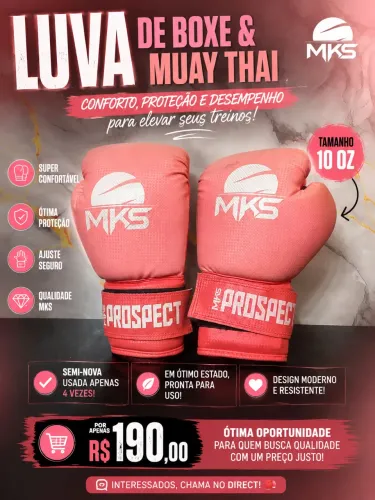 Luvas de muay thay rosa salmão semi novas em perfeito estado tamanho 10oz