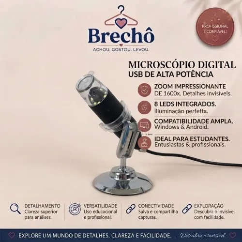 Microscópio Digital USB (Zoom 1600x)