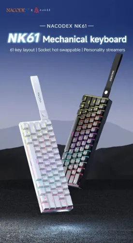 Teclado Mecânico Ajazz Nk61, suitch red, Rgb, Usb, Branco, Gamer, Fps