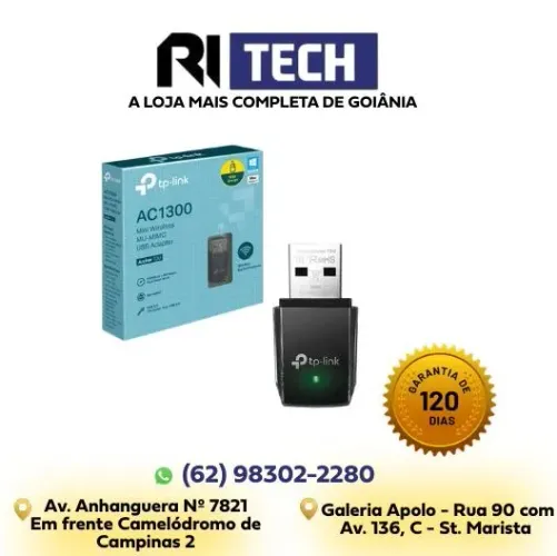 Adaptador Wi-Fi USB TP-Link AC1300 Dual Band Alta Velocidade 2.4G e 5G para PC e Notebook