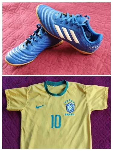 Chuteira 34 Adidas original + camisa do Brasil grátis 