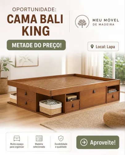 OPORTUNIDADE CAMA KING DE MADEIRA NOVA