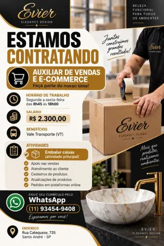Auxiliar de Vendas e E-commerce - R$ 2.300 - Santo André
