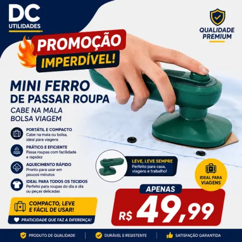 Mini Ferro De Passar Roupa Cabe Na Mala Bolsa Viagem