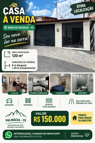 CASA À VENDA EM PALMÁCIA
