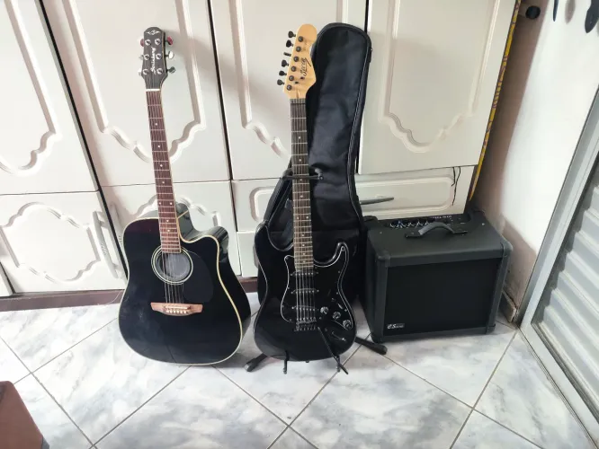Super Promoção - Guitarra + Amplificador + Violão + Cuvave + Suporte + Capas