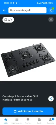 Cooktop Itatiaia 5 bocas automático - novo