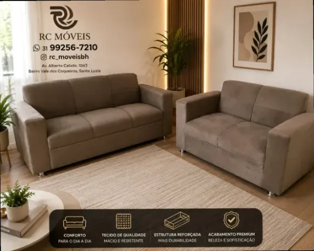 Sofá 2 e 3 pessoas Suede de qualidade D33 Duravel Confortável Promoção