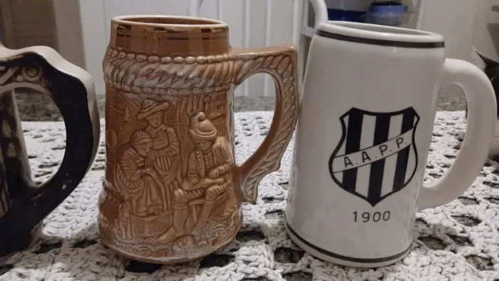 LOTE RARO - 5 CANECAS VINTAGE ANOS 70/80 - CERÂMICA SÃO JOAQUIM PEDREIRA