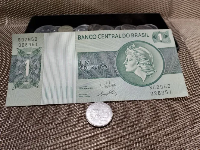 30 Moedas Antigas Cruzeiro, Cruzado, FAO Boi Zebu 1976 + Cédula 1 Cruzeiro Perfeita Estado