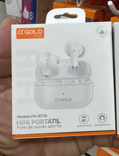 Fone bluetooth mini Gold com burracha