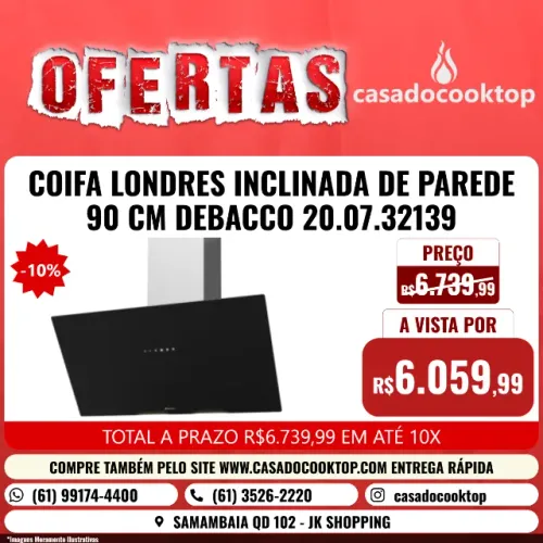 COIFA LONDRES INCLINADA DE PAREDE 90 CM DEBACCO 20.07.32139