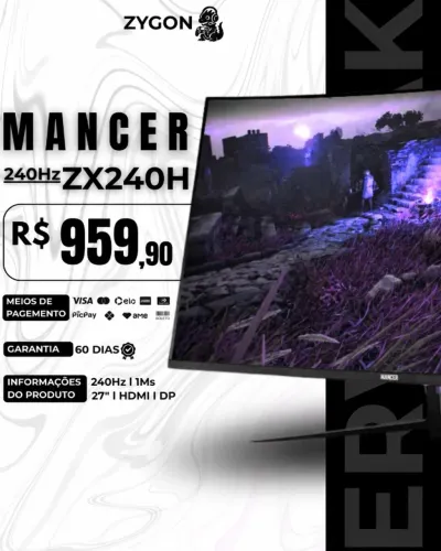 [S/ NOVO] Monitor Gamer 27" 240Hz 1ms Mancer Valak ZX240H - 60 Dia
