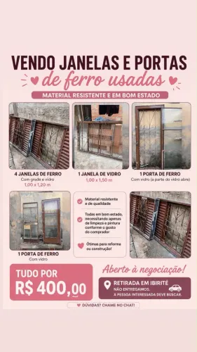 Vendo janelas e porta