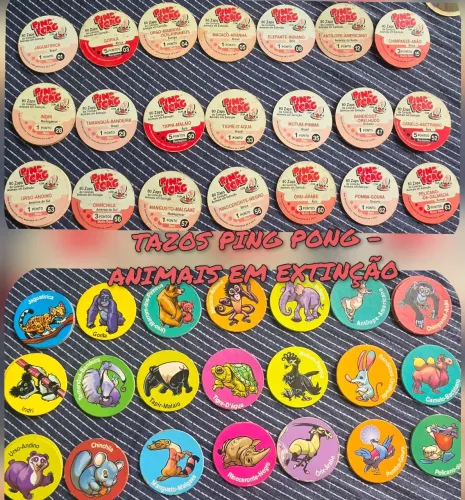 21 Tazos Animais em extinção Ping Pong